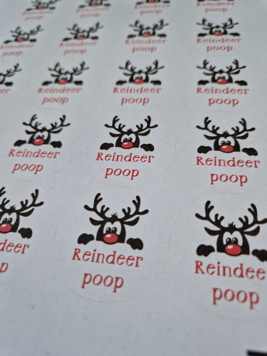 Reindeer poop stickers