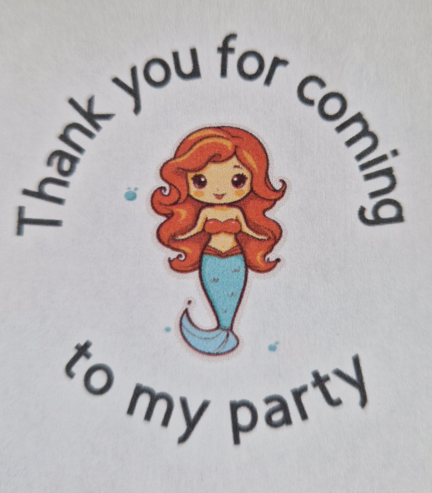 24x personalised mermaid theme birthday stickers